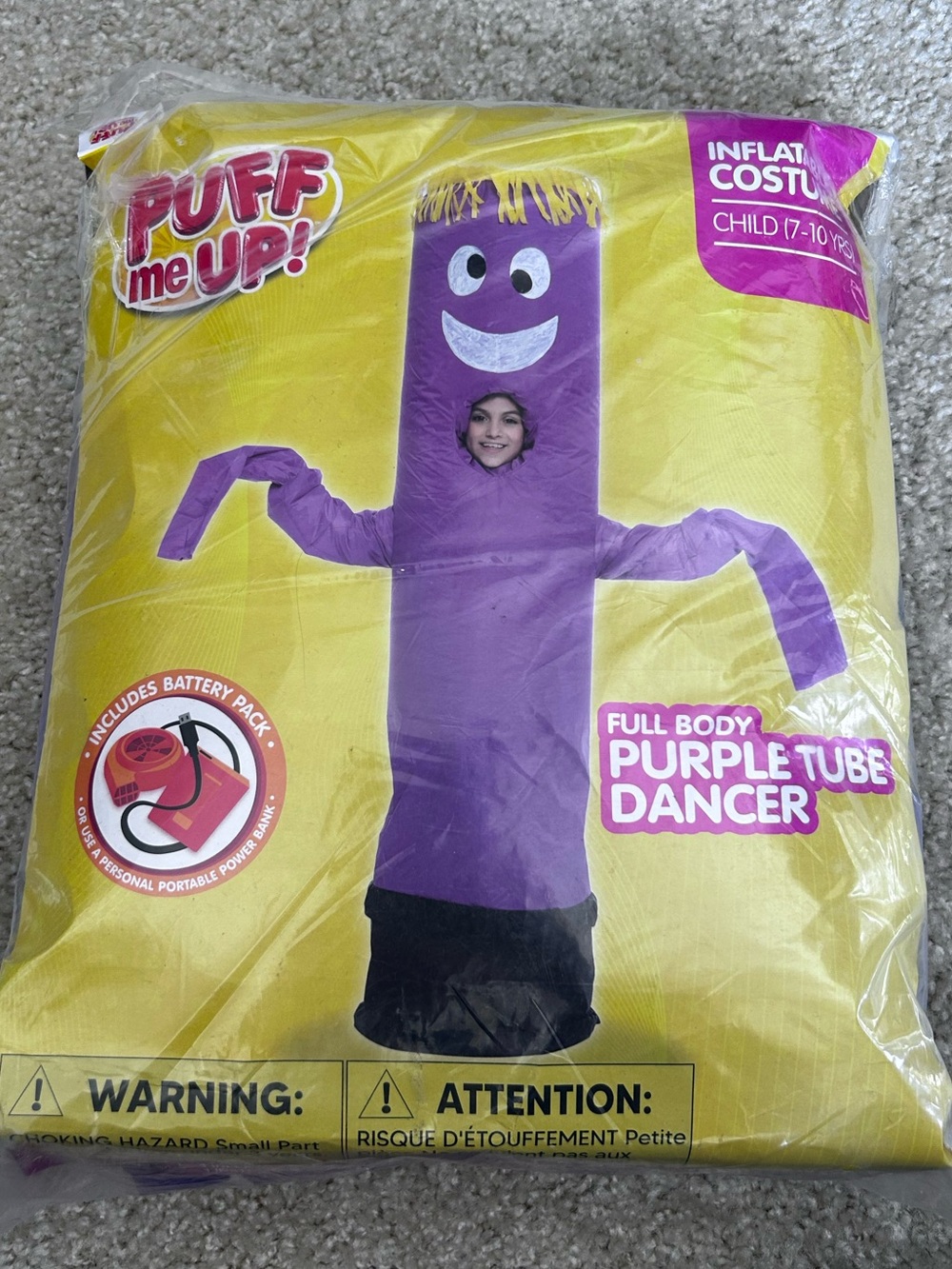 Puff Me Up Full Body Purple Tube Dancer Children’s Inflatable Halloween Costume